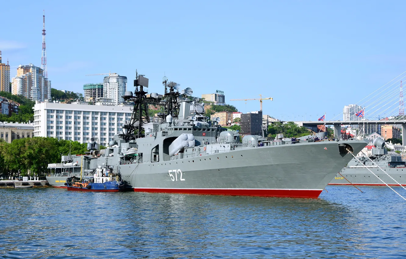 Photo wallpaper ship, large, Navy, anti-submarine, Vladivostok, project 1155, Admiral Vinogradov
