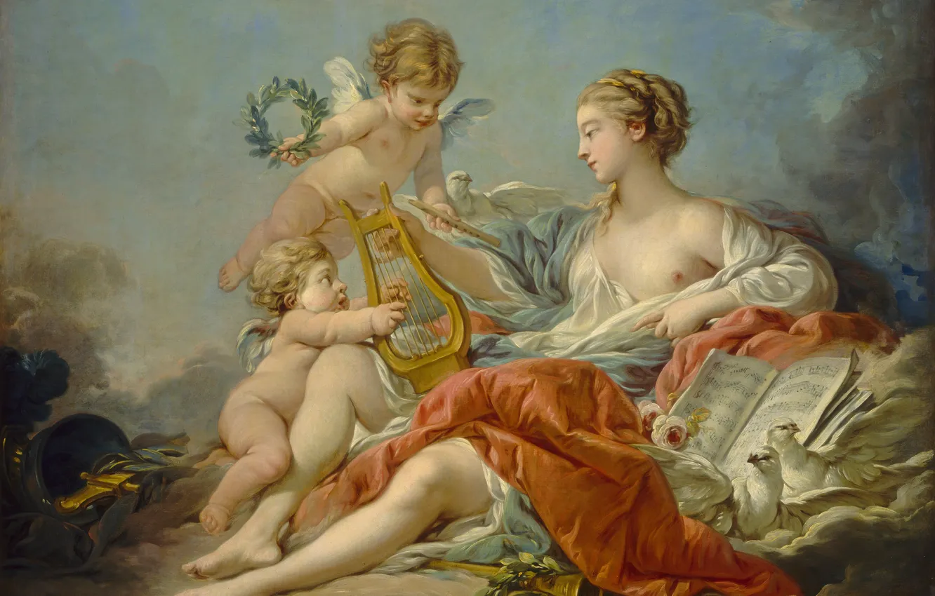 Photo wallpaper picture, Francois Boucher, Allegory Of Music, Francois Boucher, 1764