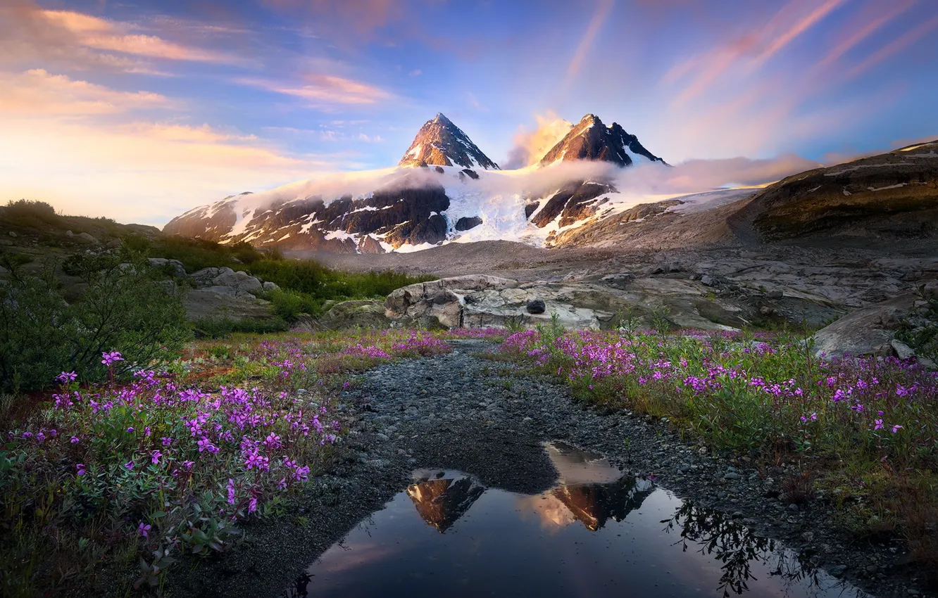Photo wallpaper the sky, mountains, nature