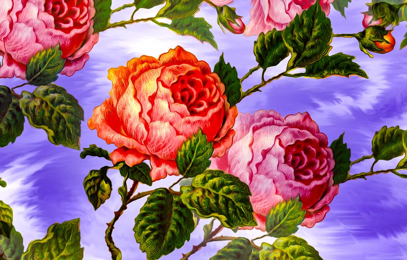 Photo wallpaper Graphics, Flowers, Color