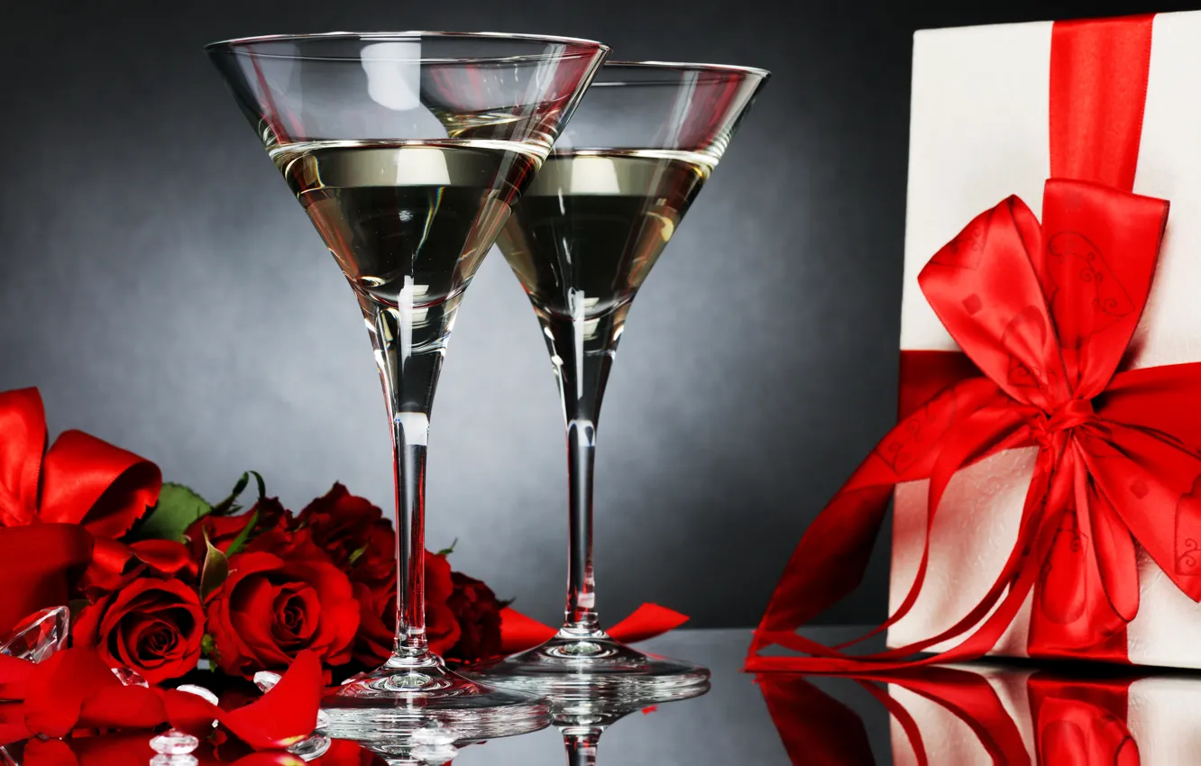 Photo wallpaper flowers, photo, gift, wine, glass, food, roses, drink