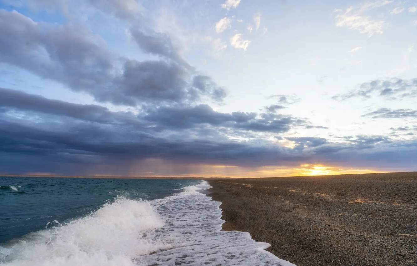 Photo wallpaper wave, foam, horizon, coast, Nigmatullin Ruslan