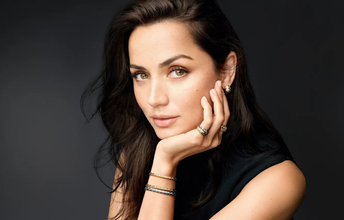 Photo wallpaper look, girl, decoration, face, photo, black, actress, brunette