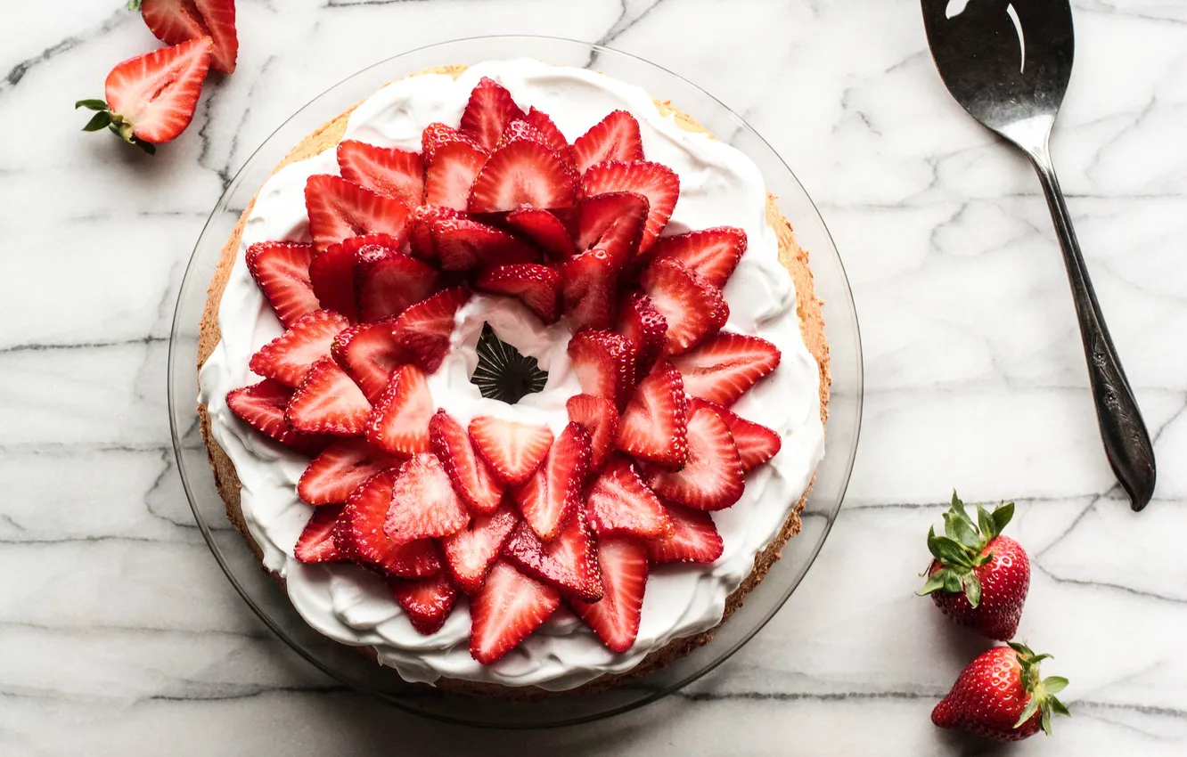 Photo wallpaper berries, strawberry, cake