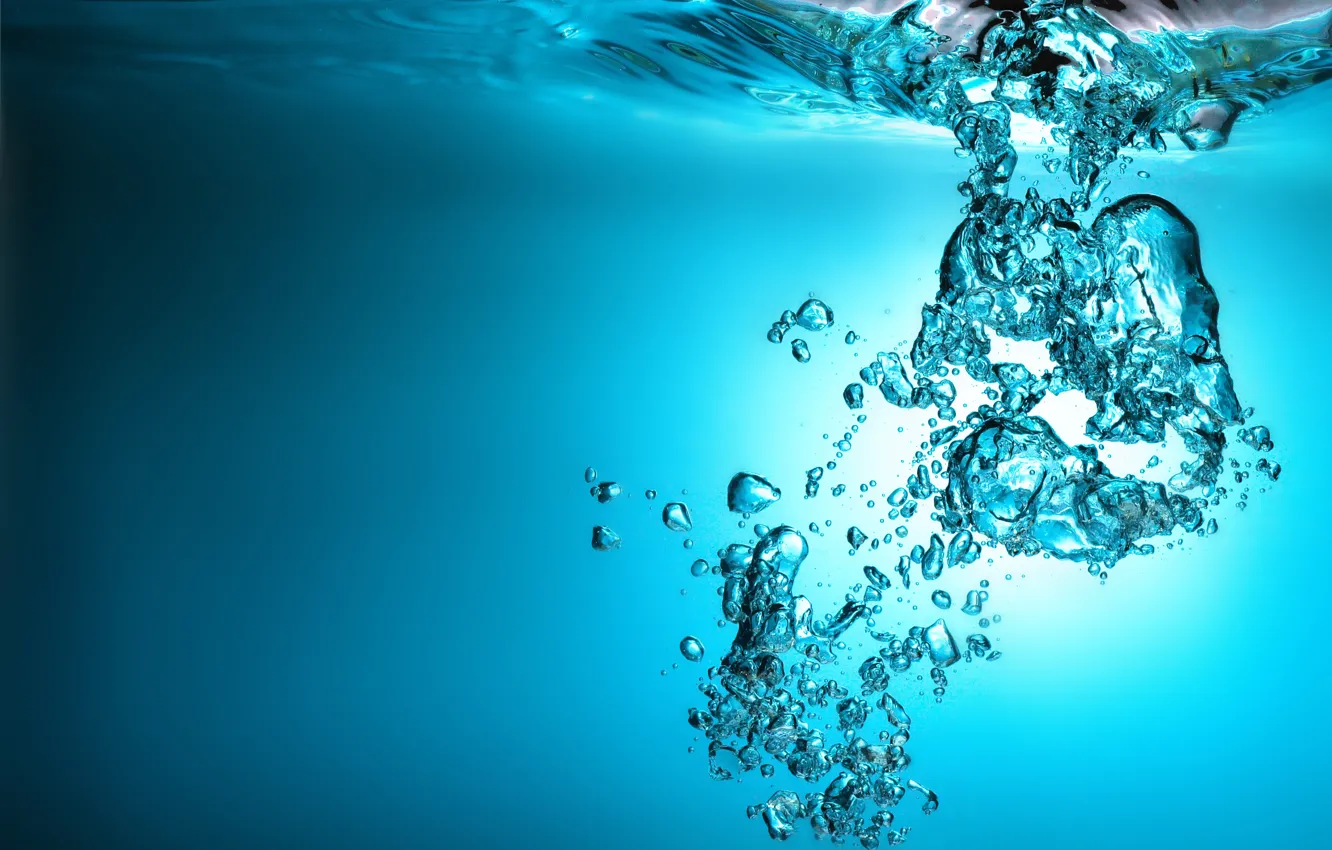 Photo wallpaper bubbles, blue, water