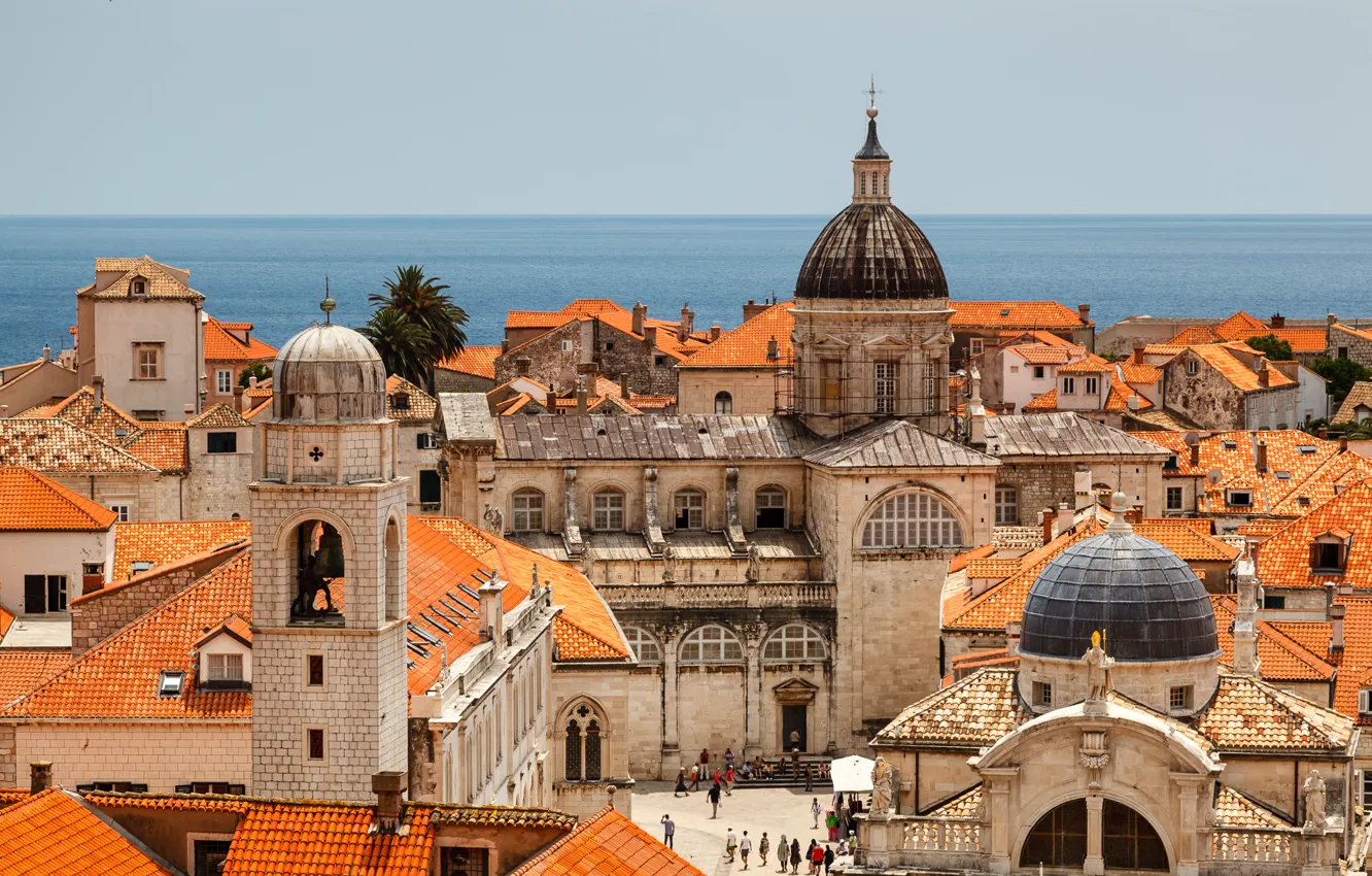 Photo wallpaper building, panorama, Croatia, Croatia, temples, Dubrovnik, Dubrovnik, The Adriatic sea