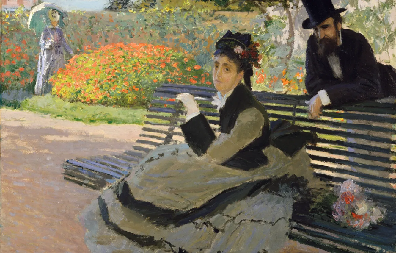 Photo wallpaper picture, Claude Monet, genre, Camille Monet on a Garden Bench