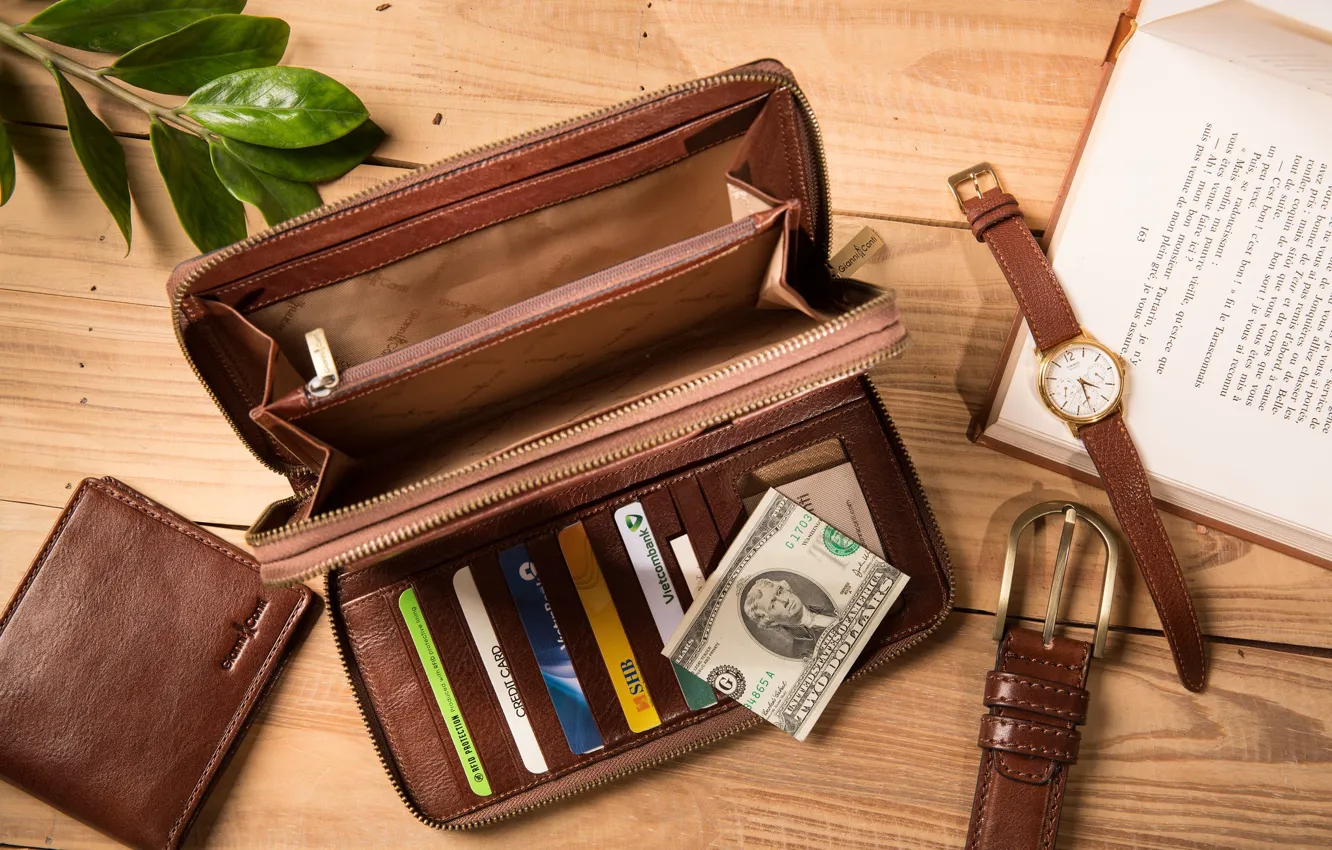 Photo wallpaper watch, book, strap, purse, purse