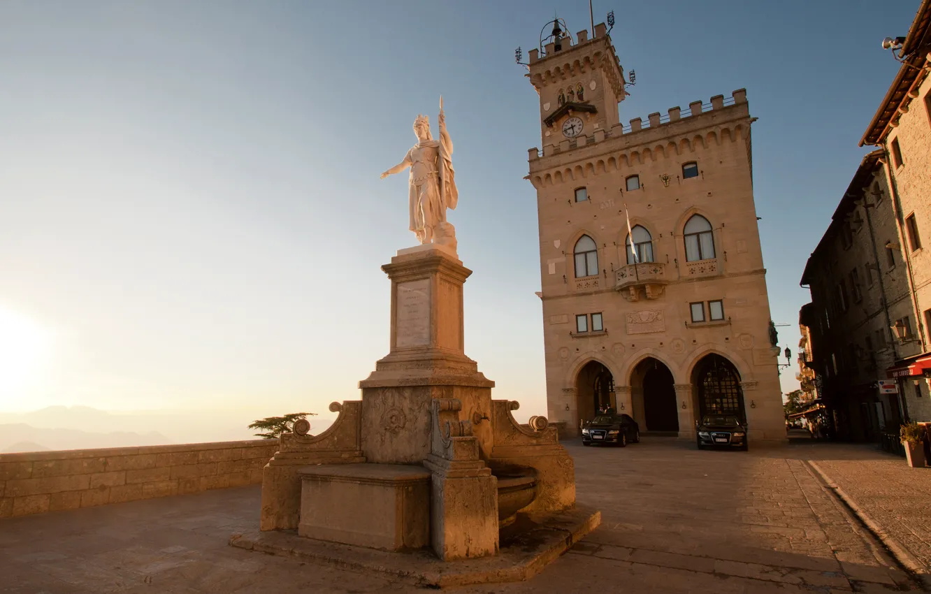Photo wallpaper watch, tower, area, monument, sculpture, architecture, San Marino