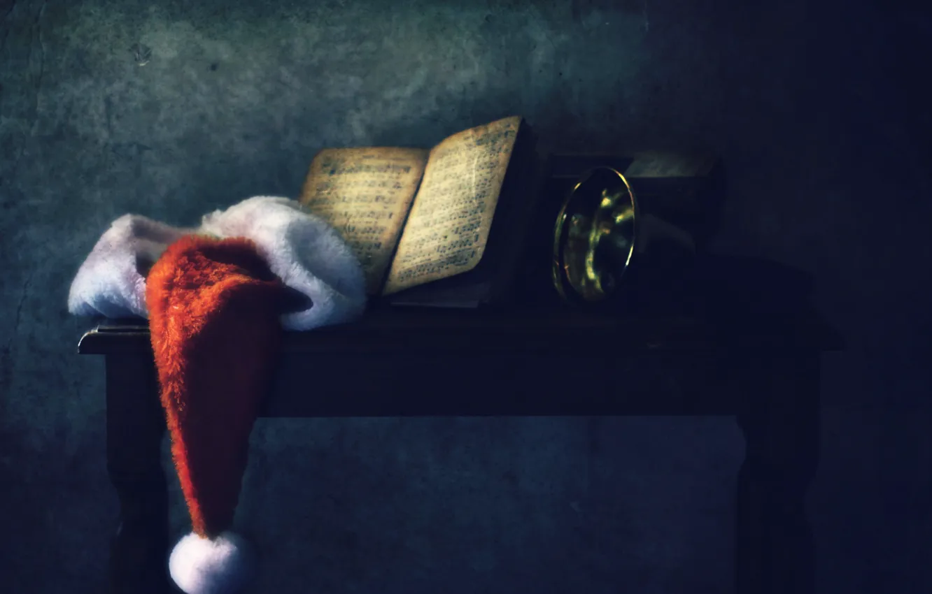 Photo wallpaper notes, hat, bells