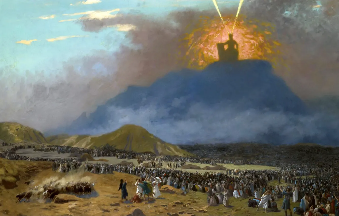 Photo wallpaper picture, religion, mythology, Jean-Leon Gerome, Moses on Mount Sinai