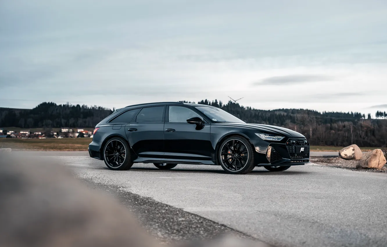 Photo wallpaper Audi, black, side view, ABBOT, universal, RS 6, 2020, 2019