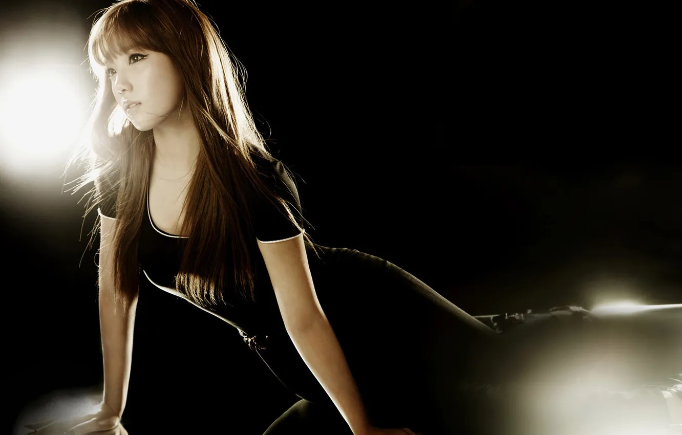 Photo wallpaper girl, Japanese, Asian, BW background