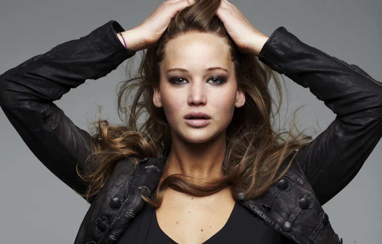 Photo wallpaper look, girl, face, background, hair, actress, jacket, lips