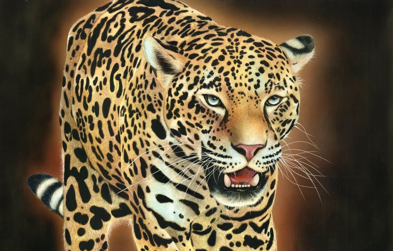 Photo wallpaper cat, face, leopard, grin
