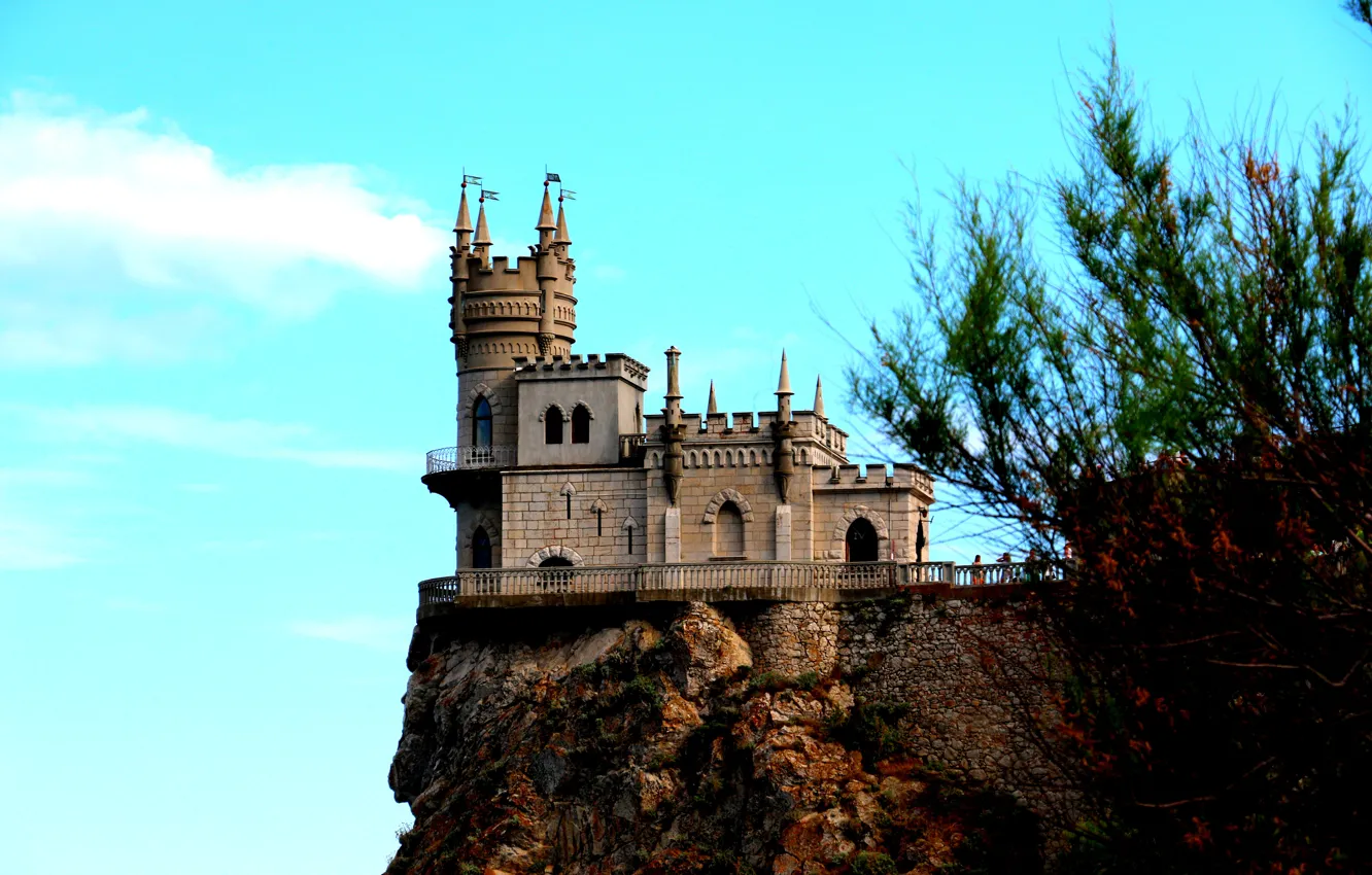 Photo wallpaper sea, flight, castle, height, architecture, Crimea, Swallow's nest