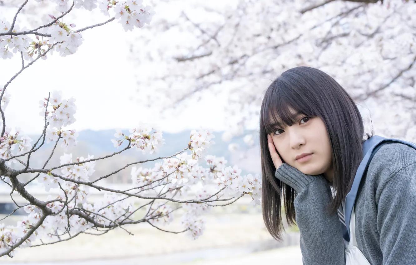 Photo wallpaper sakura, women, asian