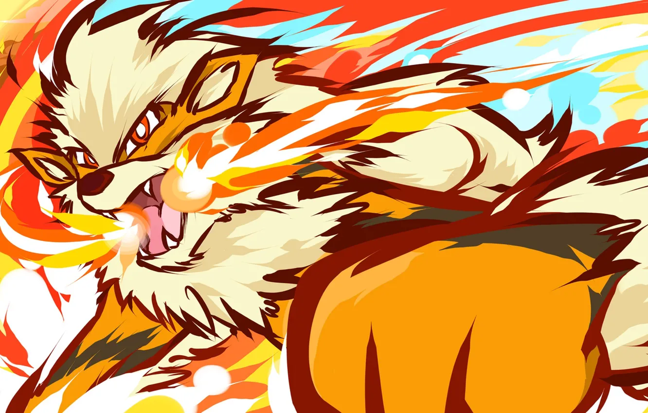 Photo wallpaper Fire, Pokemon, Arcanine