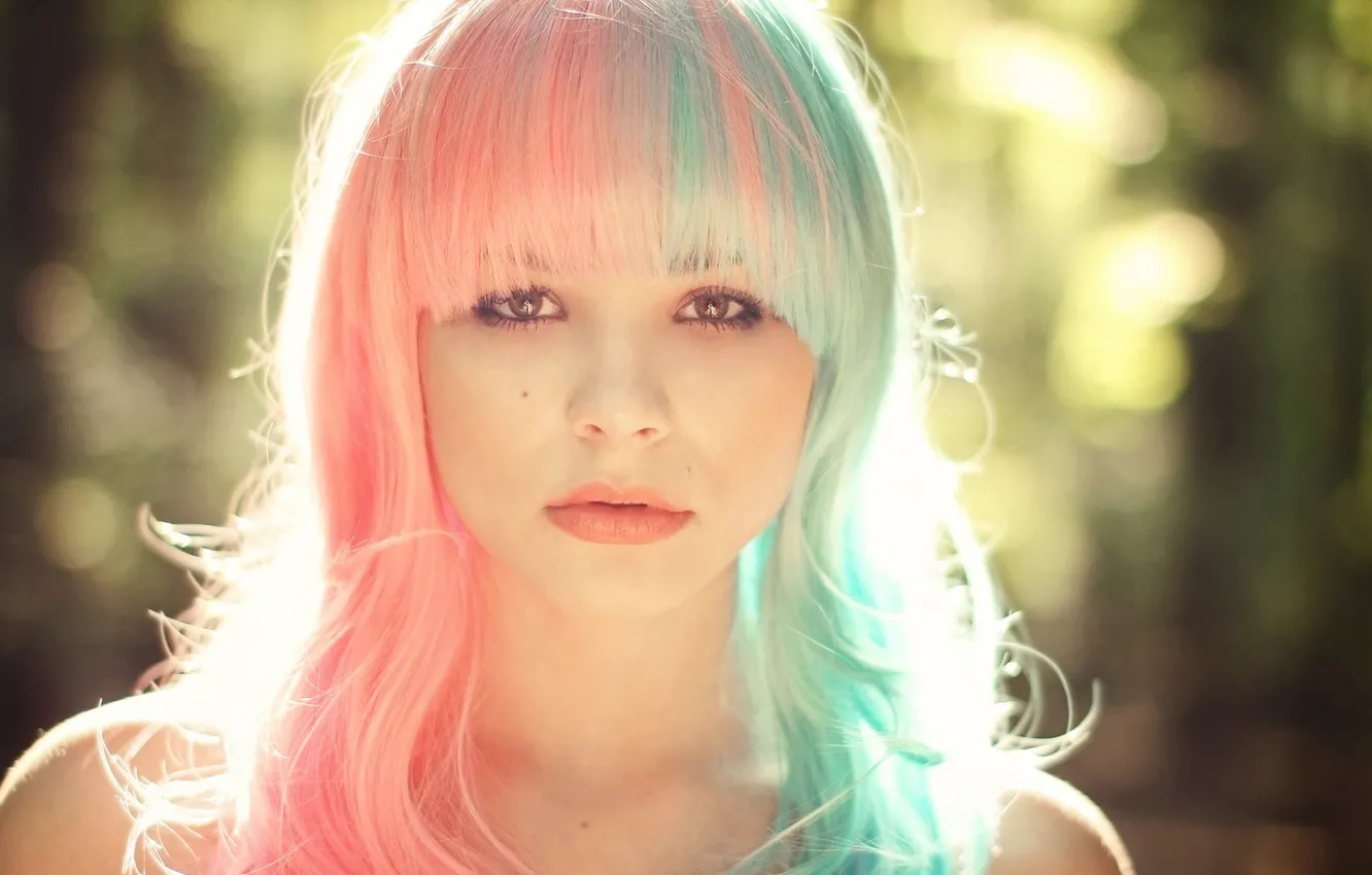 Photo wallpaper look, girl, model, hair, color, lips