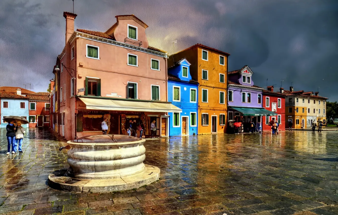 Photo wallpaper home, area, Italy, Venice, after the rain, Burano island