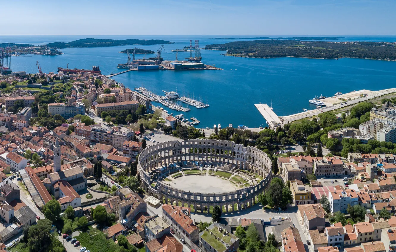 Photo wallpaper sea, Croatia, pool, amphitheatre