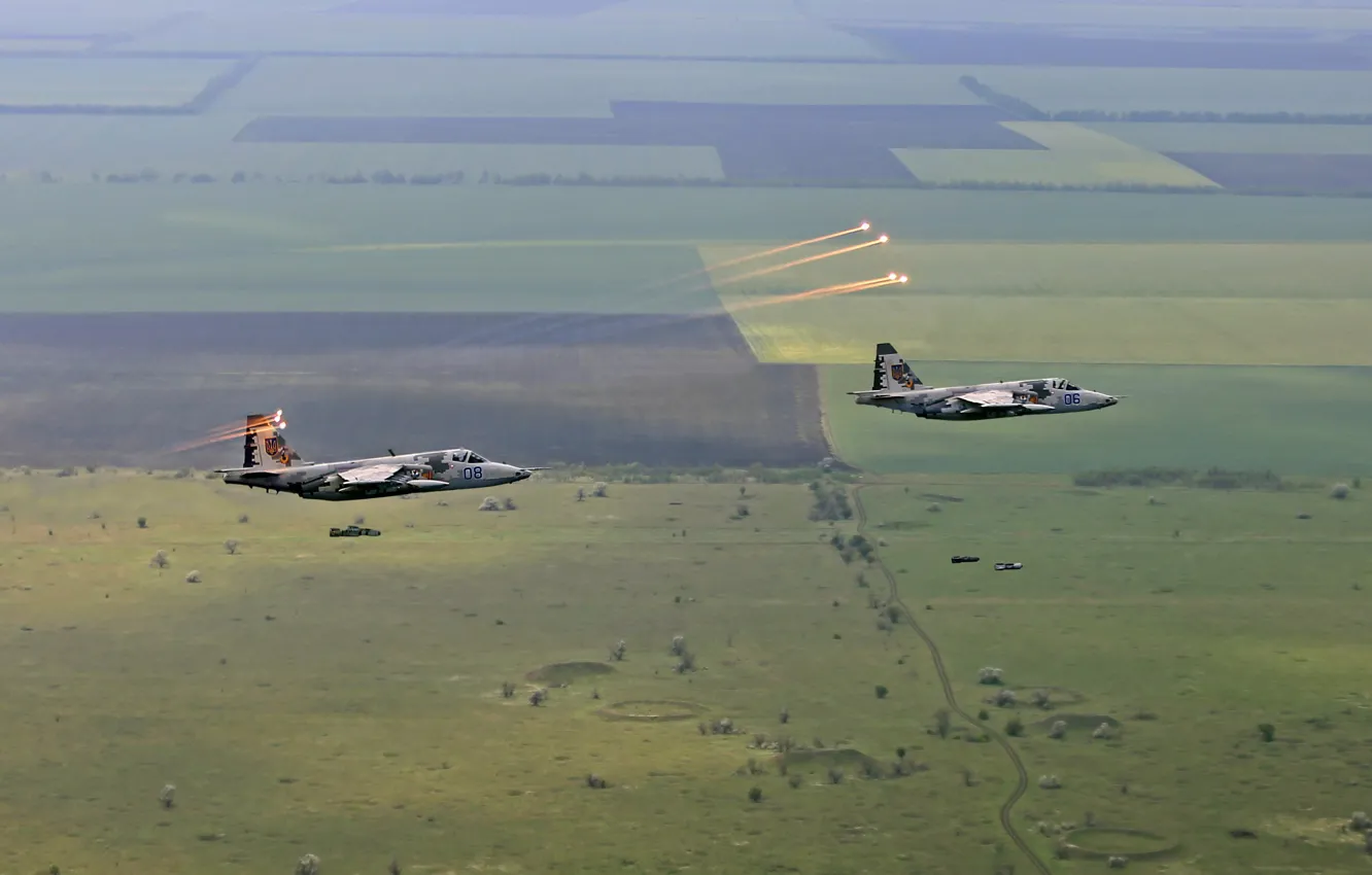 Photo wallpaper flight, Dry, Su-25, Attack, Ukrainian air force