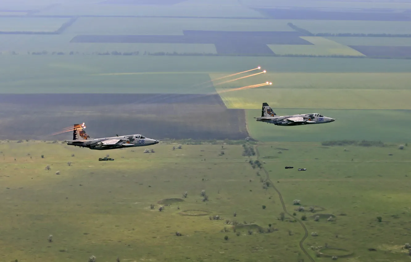 Photo wallpaper flight, attack, Dry, Su-25, Ukrainian air force