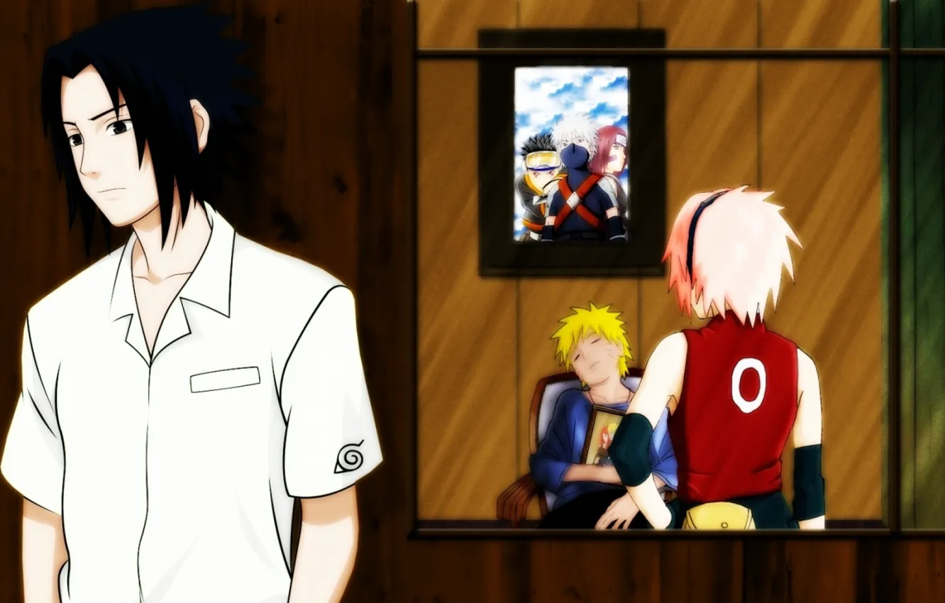 Photo wallpaper eyes, look, picture, sleeping, book, Anime, Naruto, Naruto
