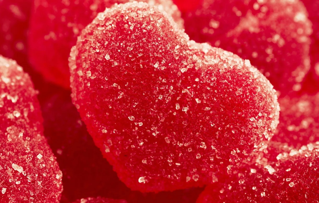 Photo wallpaper candy, hearts, red, sugar