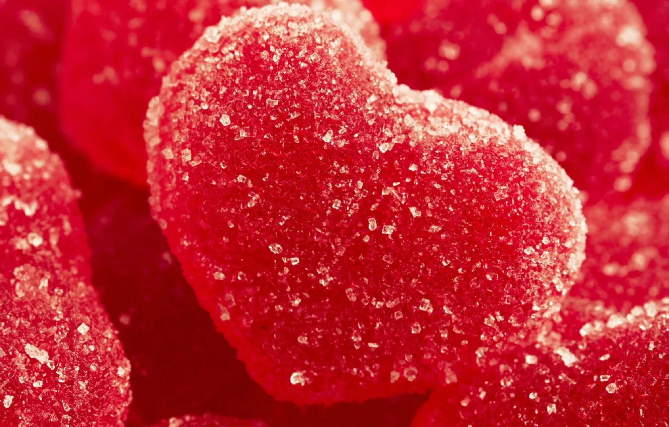 Photo wallpaper red, candy, hearts, sugar