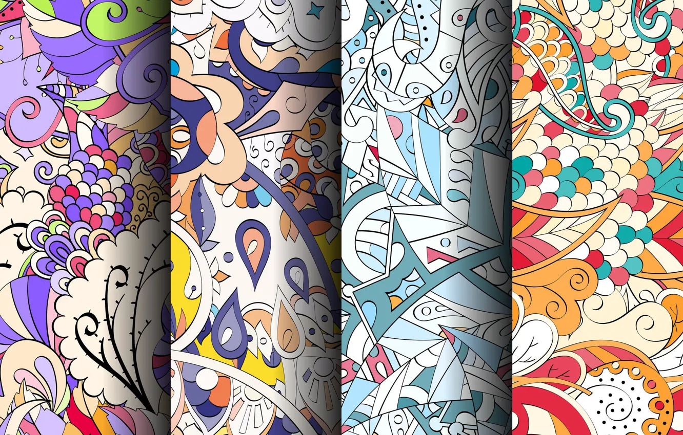 Photo wallpaper background, pattern, colorful, geometry, patterns, seamless, Paisley
