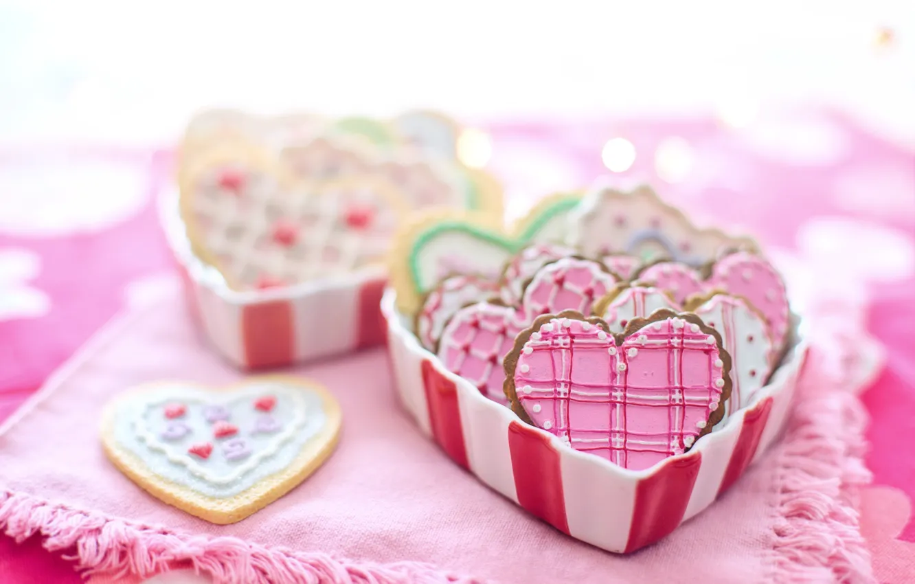 Photo wallpaper box, heart, cookies, Valentine's day