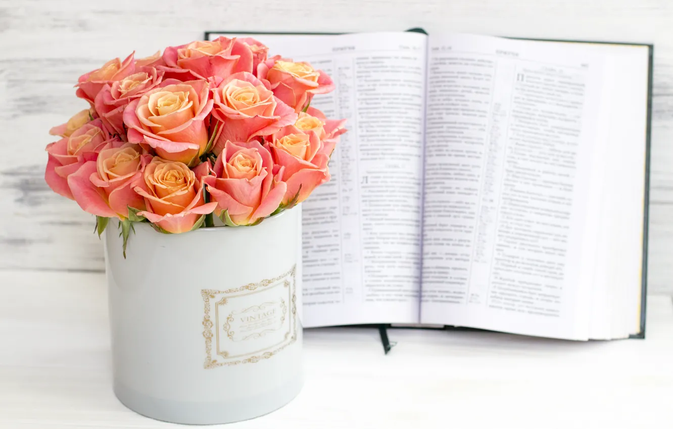 Photo wallpaper love, flowers, box, roses, bouquet, love, pink, flowers