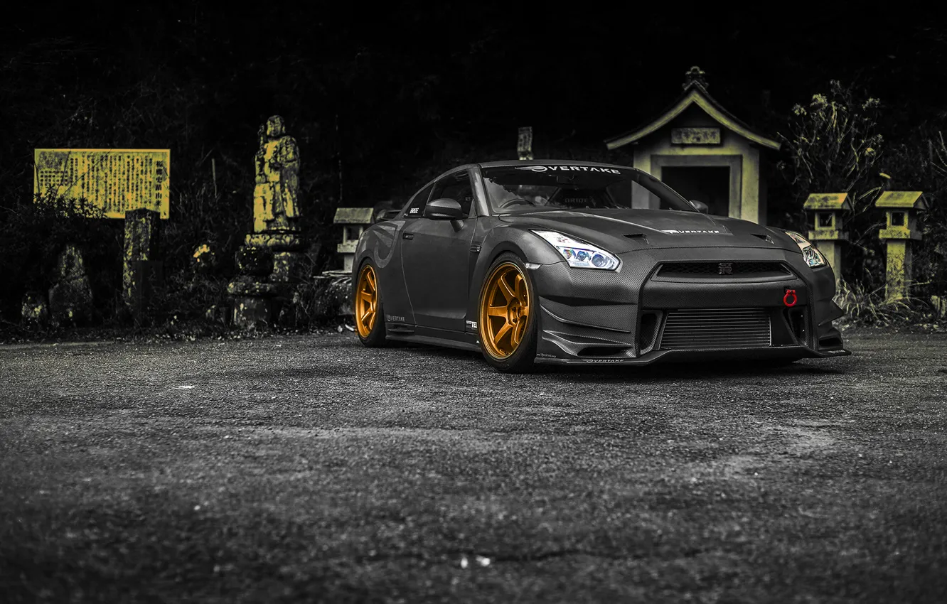 Photo wallpaper Nissan, GT-R, Carbon, Overtake