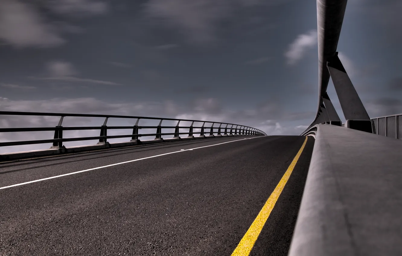 Photo wallpaper road, gray, perspective