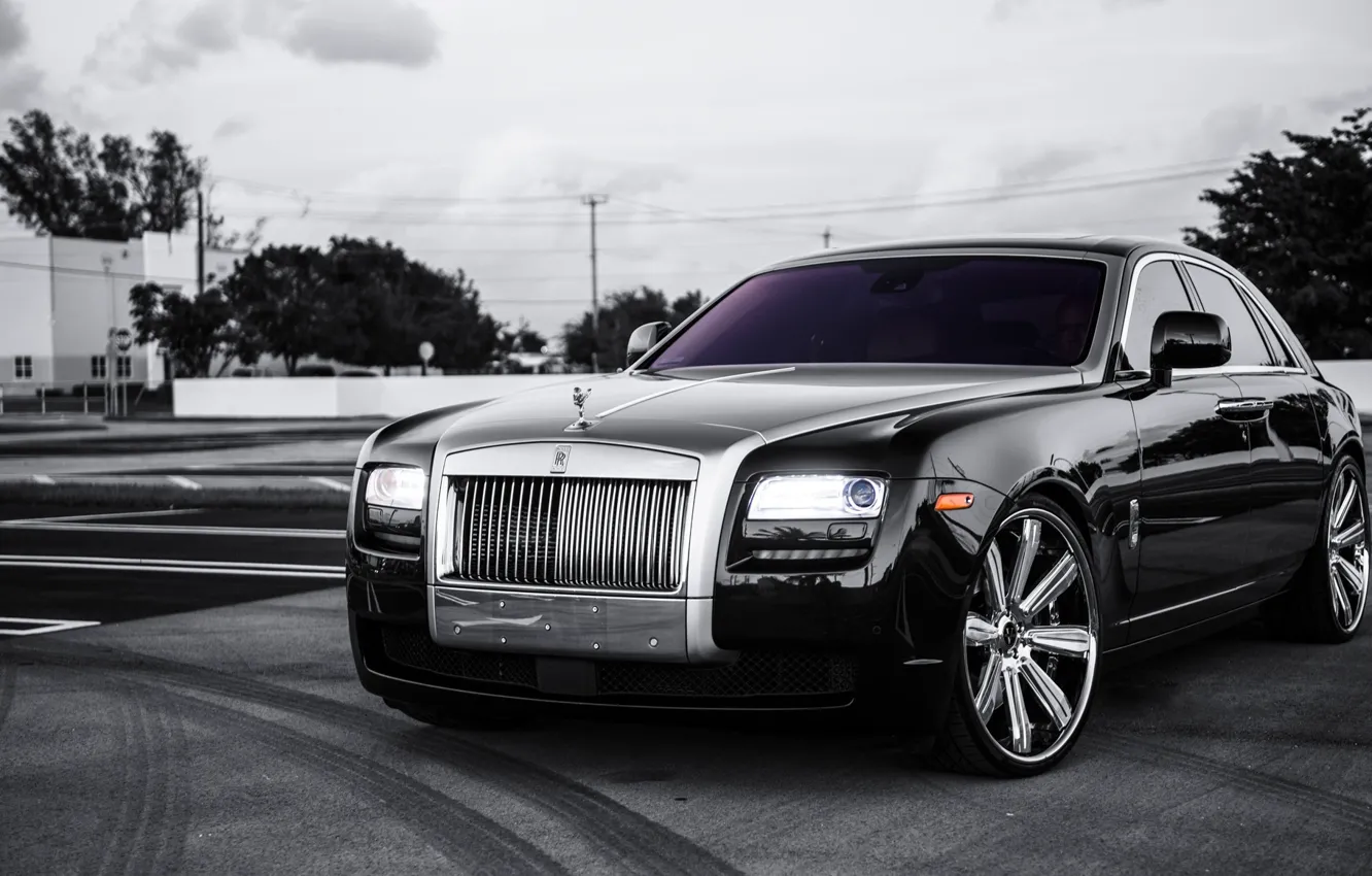 Photo wallpaper black, Rolls Royce, Ghost, black, rolls Royce