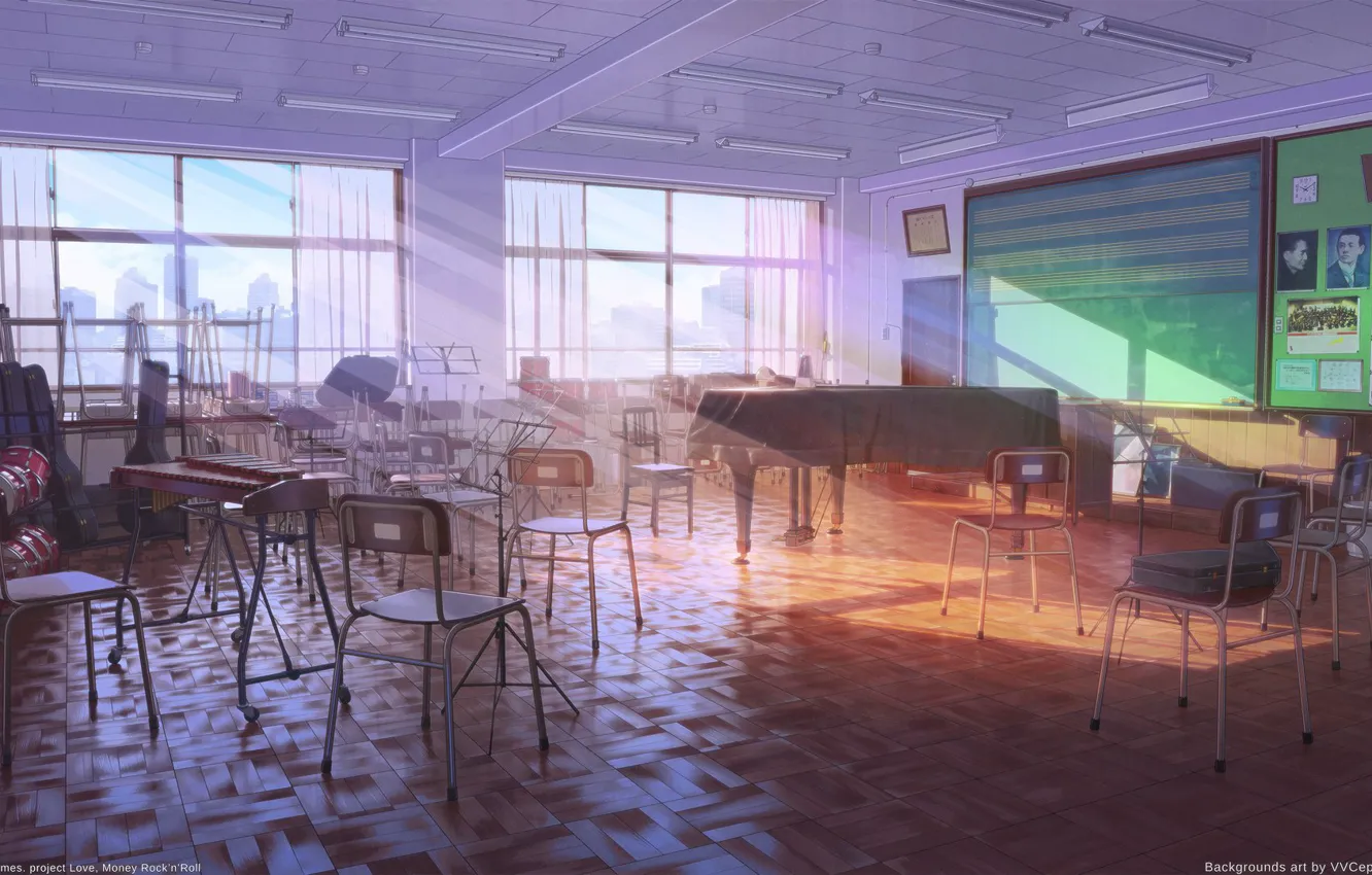 Photo wallpaper Japan, class, school, Visual Novella, love money rocknroll, Soviet Games