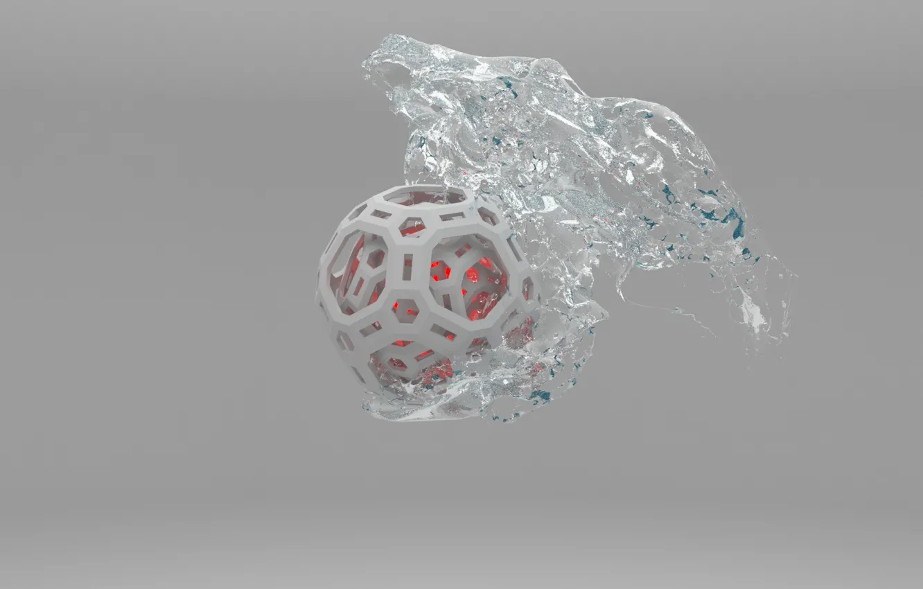 Photo wallpaper water, light, balls, the atmosphere, 3ds max, ball, Vray, RealFlow