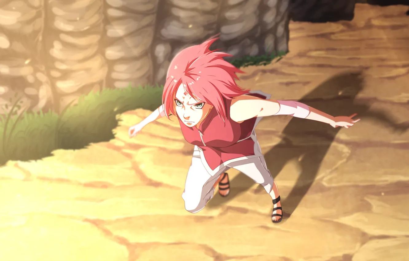 Photo wallpaper girl, anger, Naruto, runs, art, manga, Sakura Haruno, Naruto Gaiden