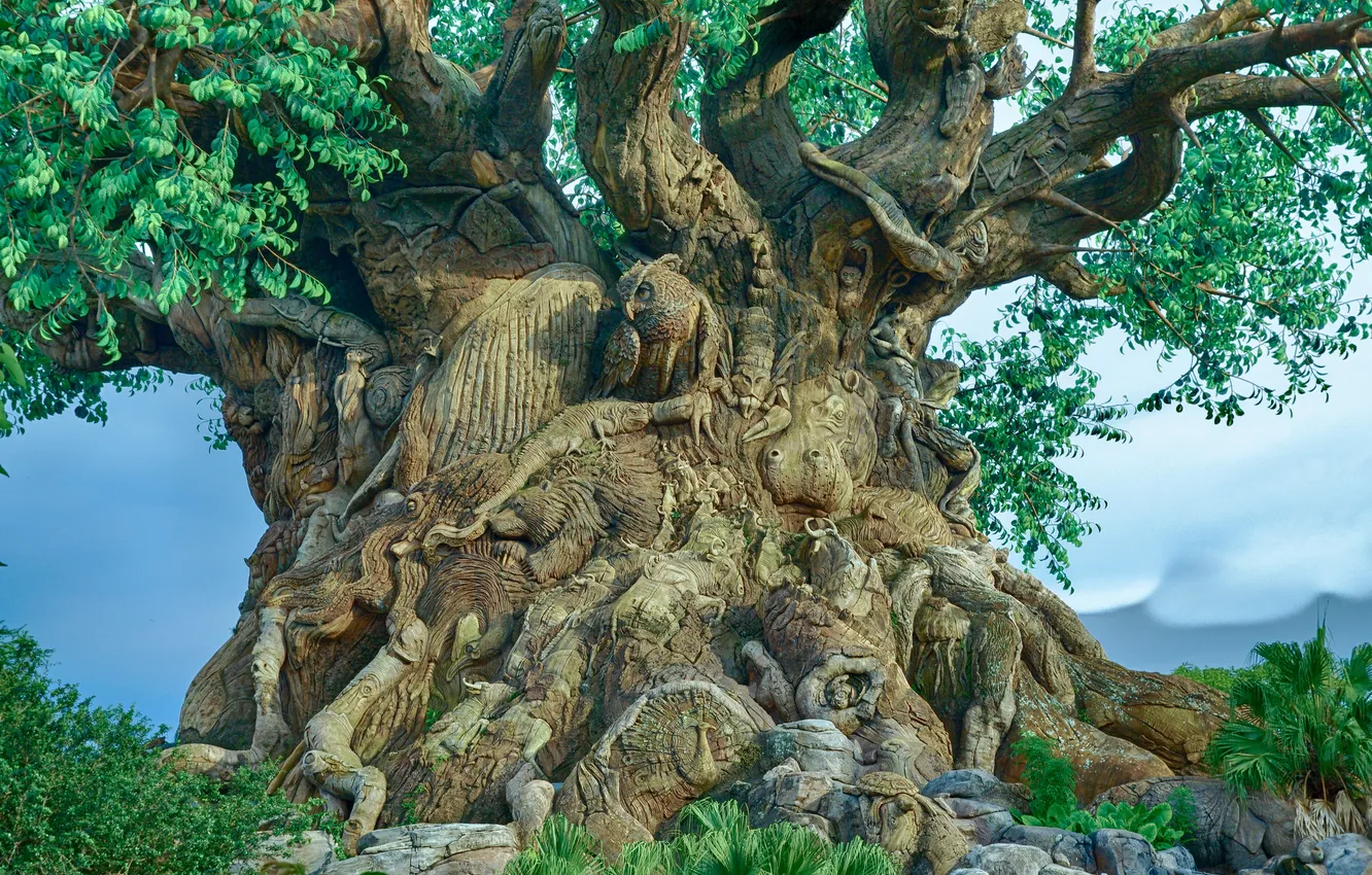 Photo wallpaper trees, animal, branch, figure, thread