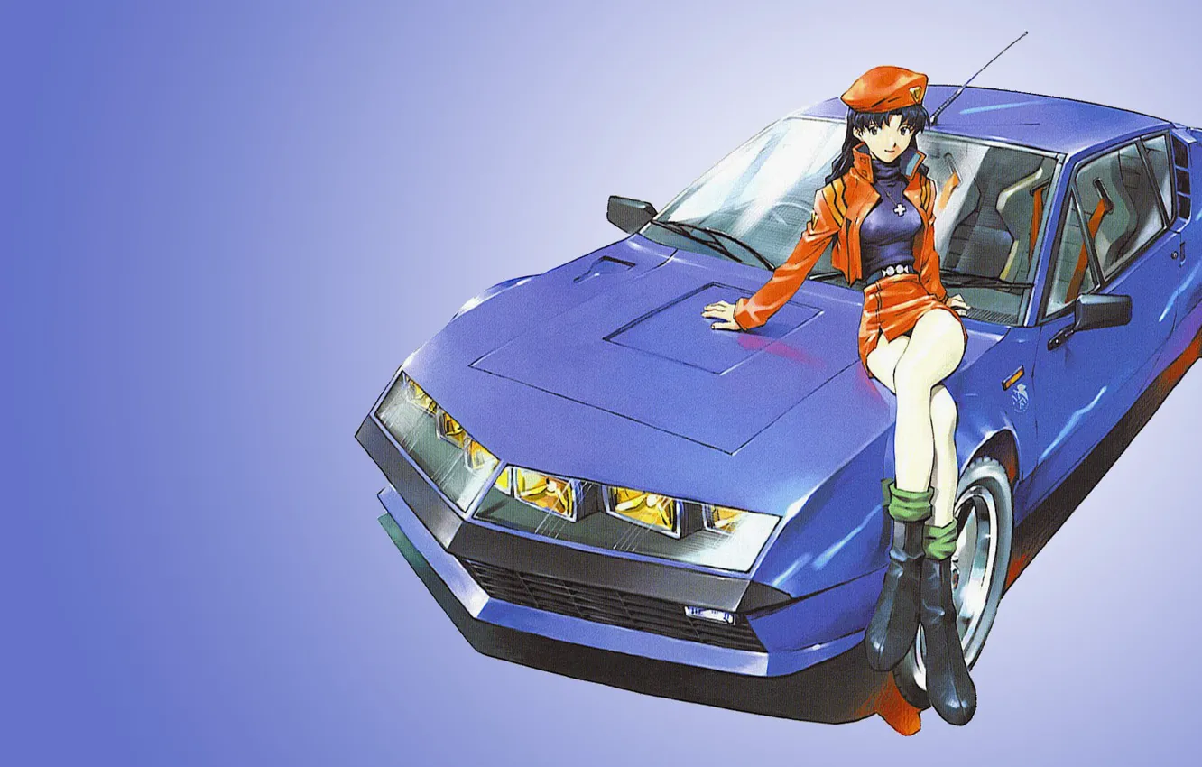Photo wallpaper Neon Genesis Evangelion, Katsuragi Misato, blue and gray inflatable boat