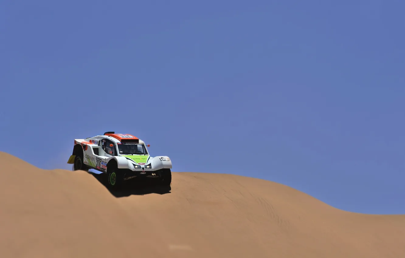 Photo wallpaper Sand, Auto, Sport, Desert, Machine, Race, Day, Rally