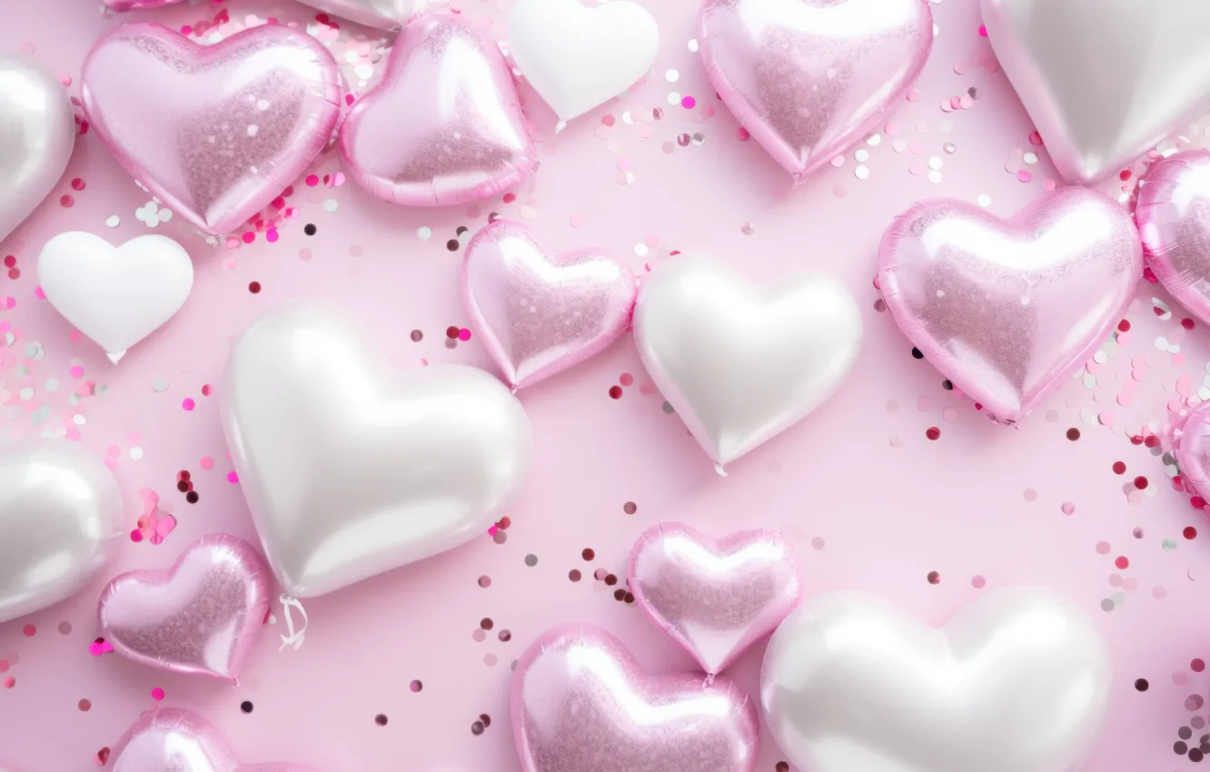 Photo wallpaper love, holiday, heart, feelings, heart, hearts, pink, white