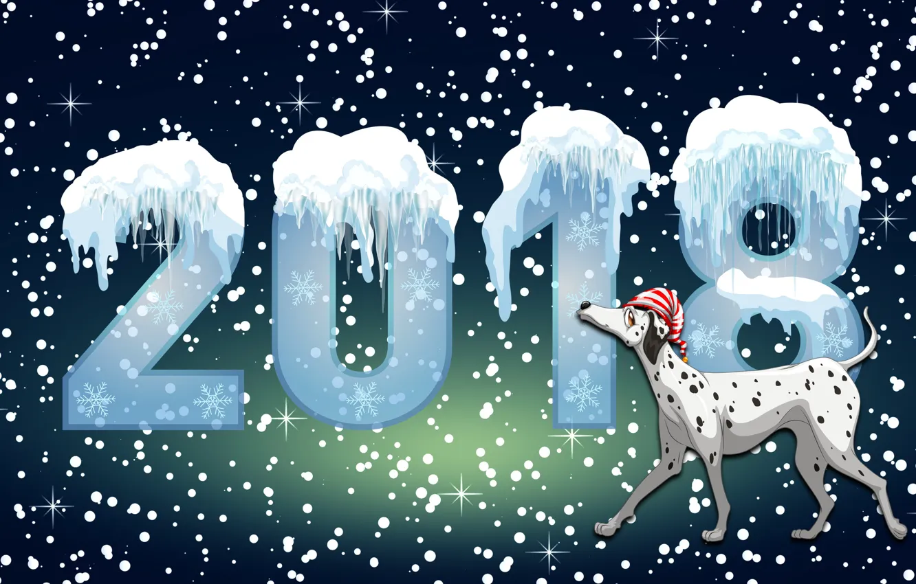 Photo wallpaper Winter, Minimalism, Dog, Snow, Background, New year, Holiday, Mood