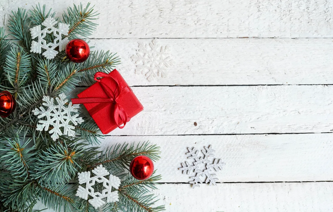 Photo wallpaper snow, decoration, snowflakes, New Year, Christmas, christmas, wood, winter