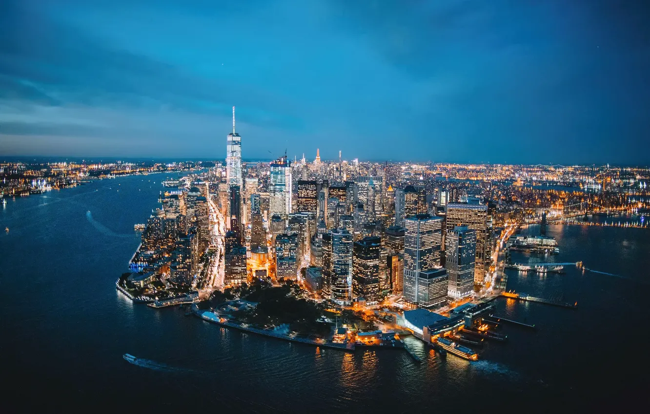 Photo wallpaper the city, lights, the evening, USA, New York