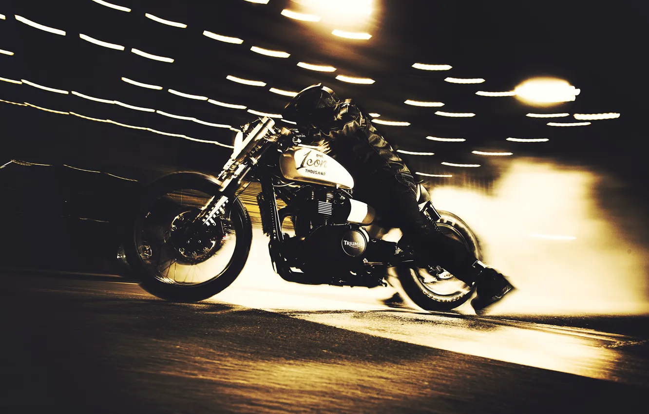 Photo wallpaper bike, night, race, custom, burnout, Triumph, Speedmaster, icon1000