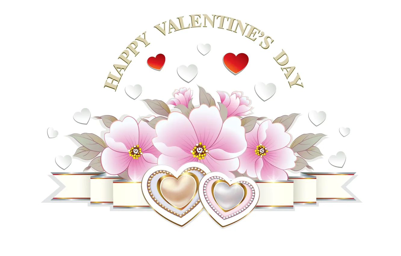 Photo wallpaper flowers, heart, graphics, Valentine's Day