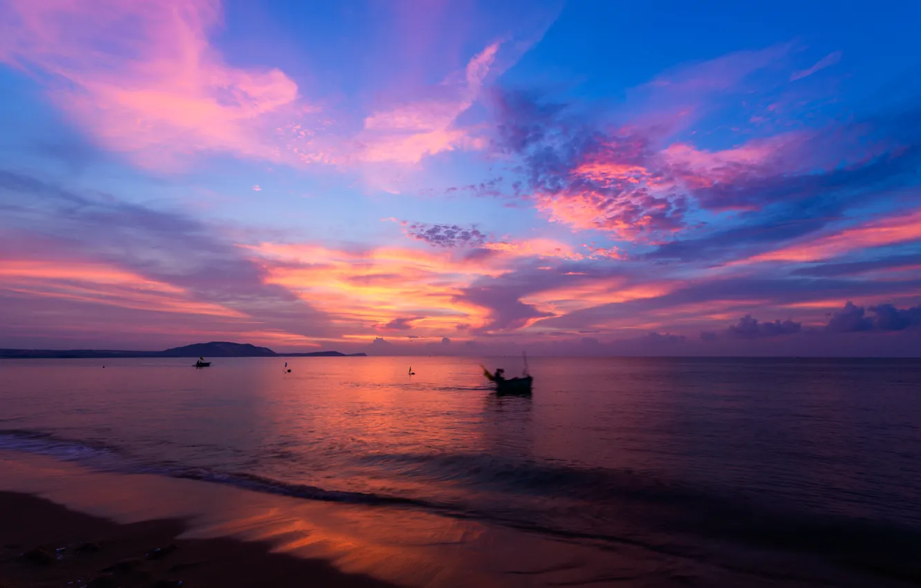 Photo wallpaper sand, sea, wave, beach, summer, sunset, summer, beach