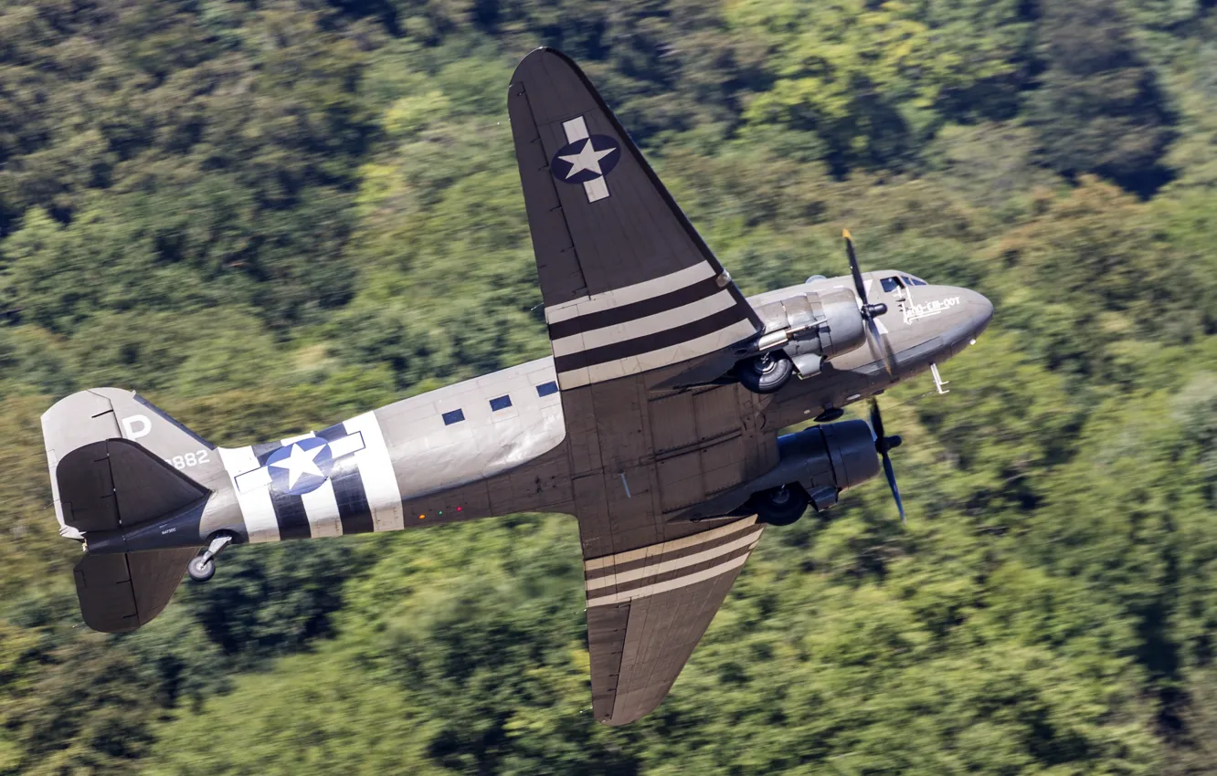 Photo wallpaper the plane, military transport, C-47